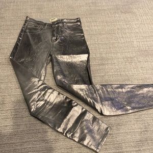 L’Agence Margo Skinny high rise crackle Foil Jeans